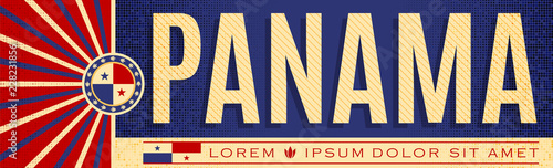 Panama patriotic banner design, typographic vector illustration, Panamanians flag colors