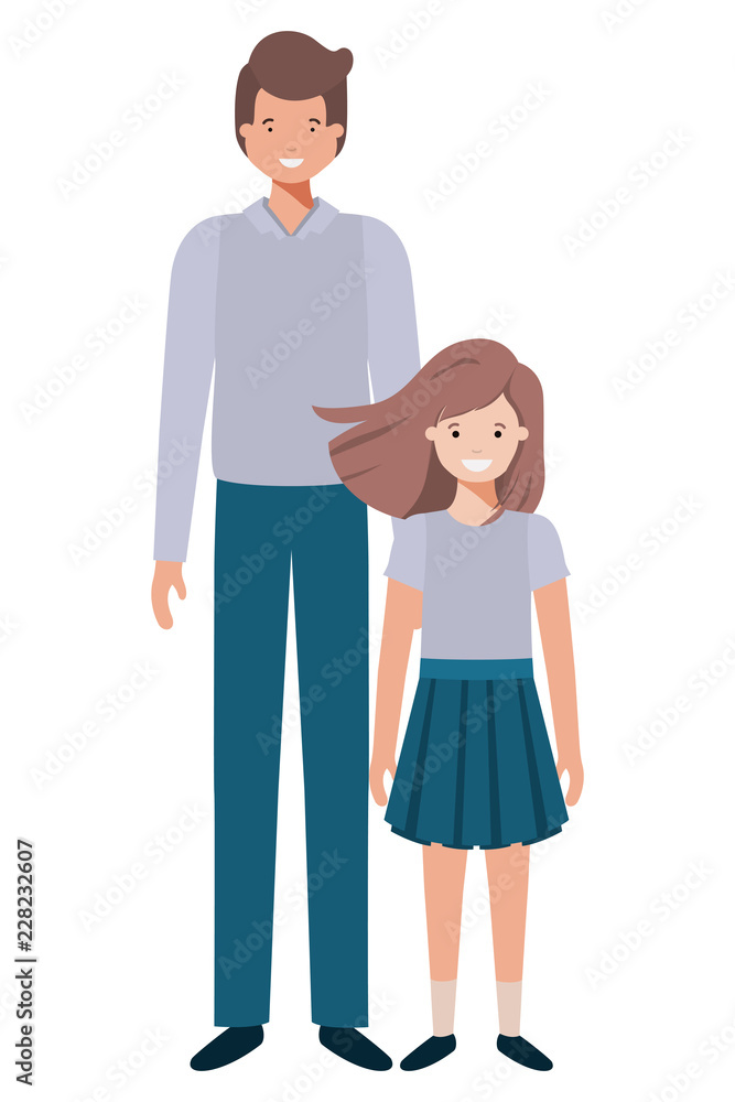 father and daughter smiling avatar character father and daughter smiling avatar character