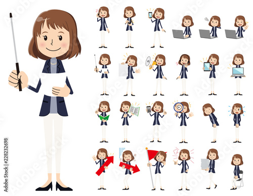 female charactor set. Presenting in various action.