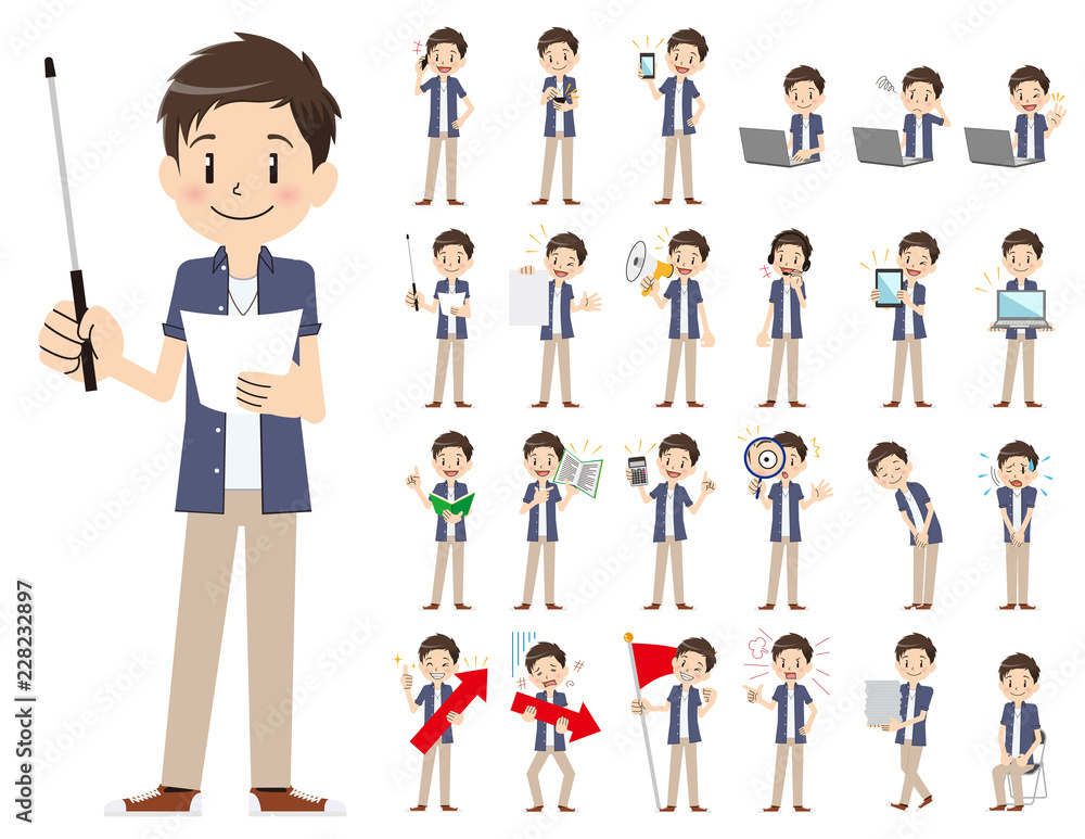 male charactor set. Presenting in various action. male charactor set. Presenting in various action.