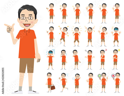 male charactor set. Various poses and emotions.