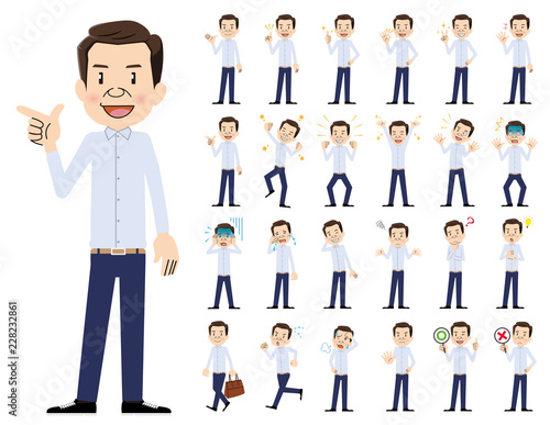 male charactor set. Various poses and emotions.
