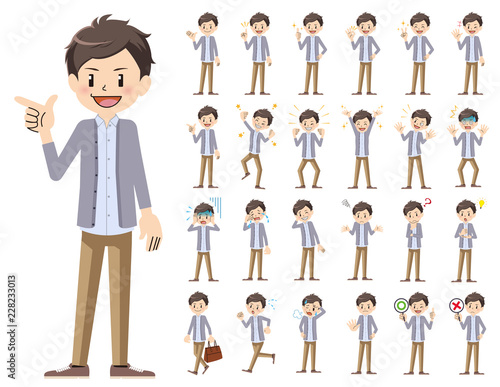male charactor set. Various poses and emotions.