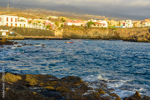 Coastline in the small fishing village of Alcala. Tenerife. Canary Islands..Spain