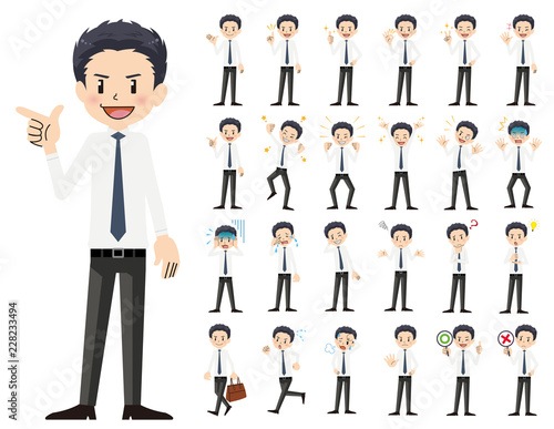 Businessman charactor set. Various poses and emotions.