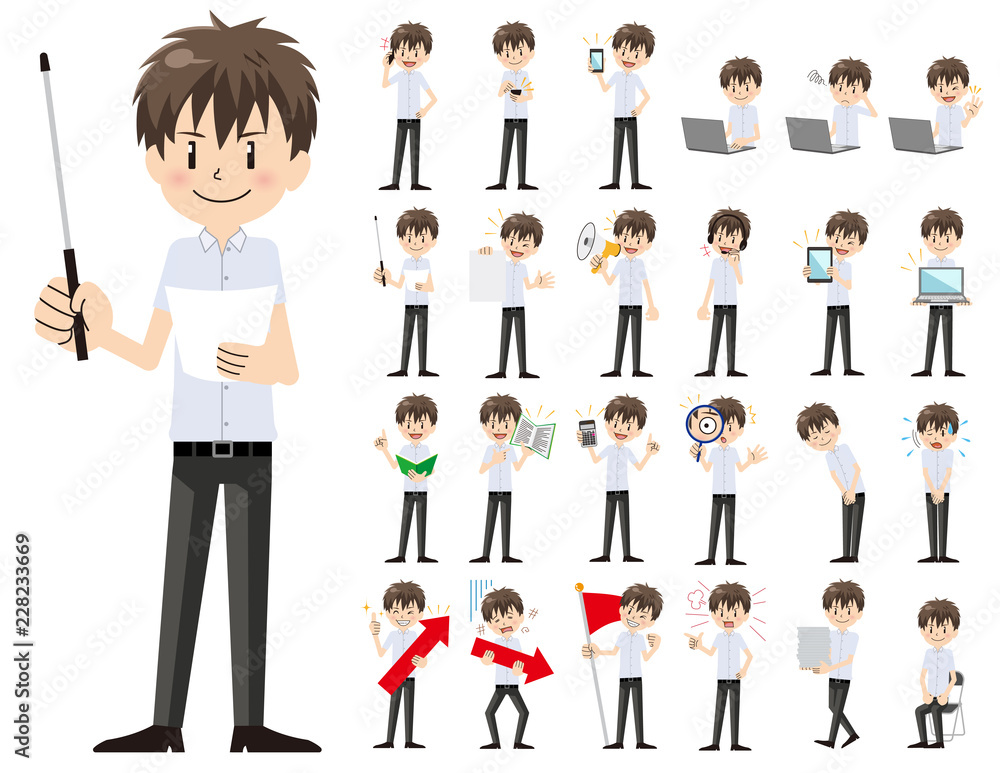 Schoolboy charactor set. Presenting in various action. Schoolboy charactor set. Presenting in various action.
