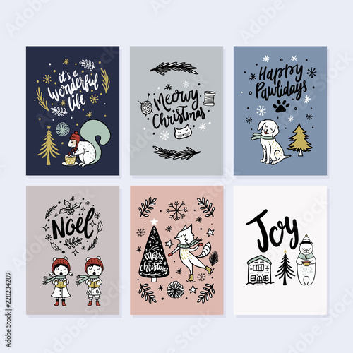 Collection of fun whimsical greeting cards in vector