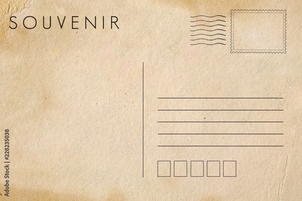 Backside of blank postcard with dirty stain Backside of blank postcard with dirty stain