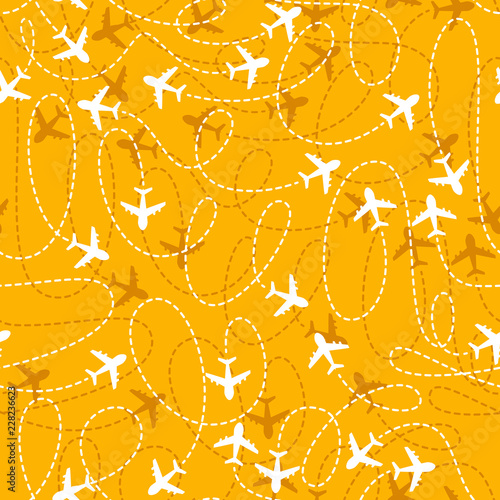 Airplane routes icon on a yellow background