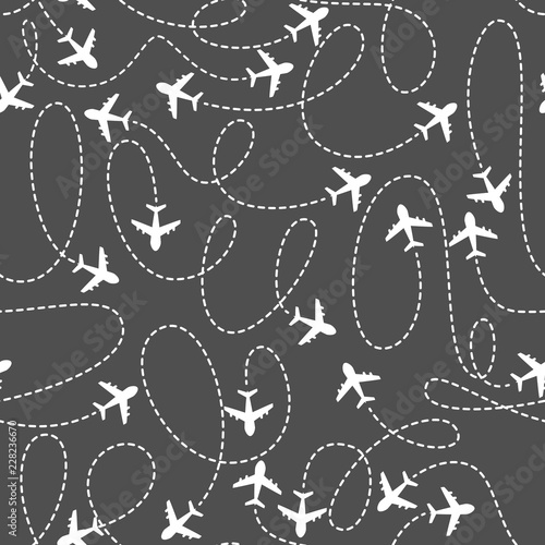 Airplane routes icon on a black background