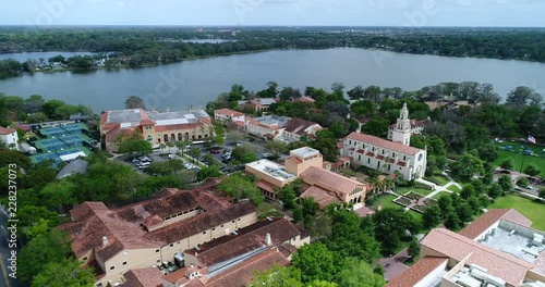 Aerial Footage of Rollins College and Lake Virginia in Winter Park, Florida photo