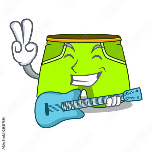 With guitar cartoon shorts style for the swimming