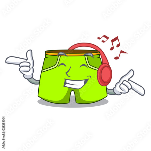 Listening music cartoon shorts style for the swimming