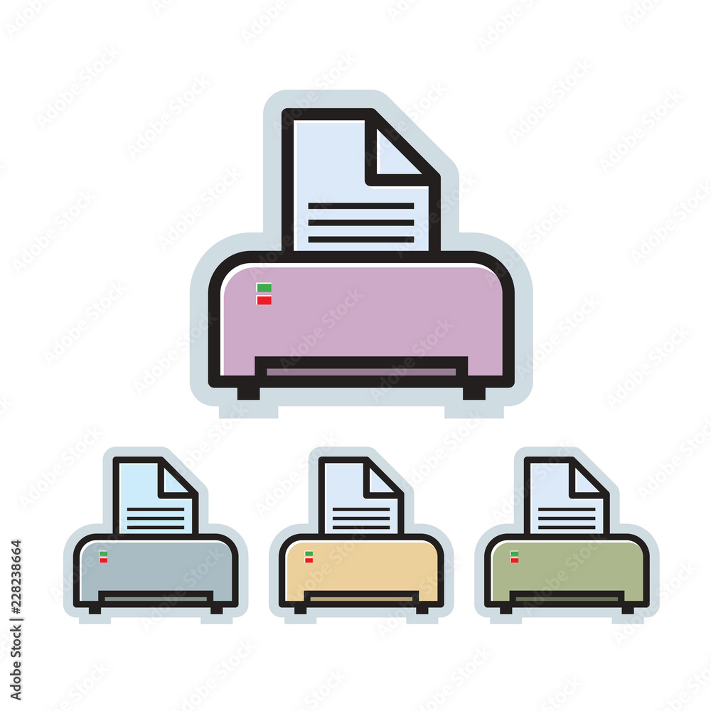 isolated printer icon variations vector drawing isolated printer icon variations vector drawing