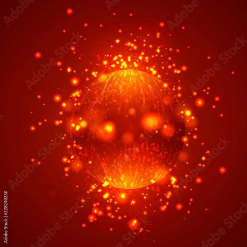 vector abstract element with explosion, sphere and glow, a hurricane