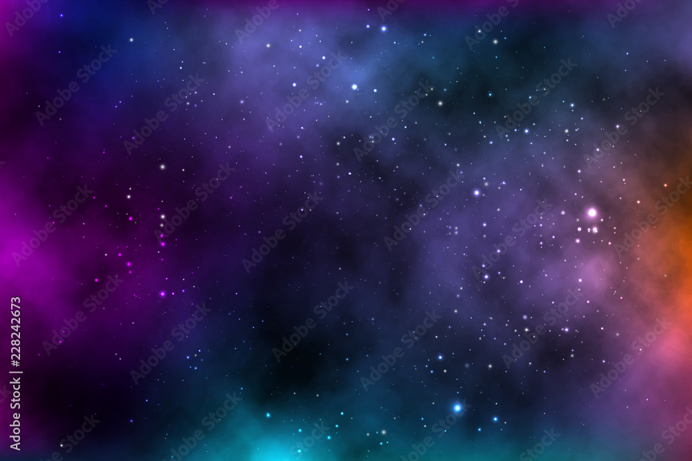 vector background of an infinite space with stars, galaxies, nebulae.