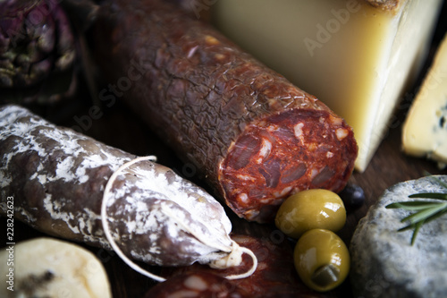 Closeup of charcuterie meat products photo