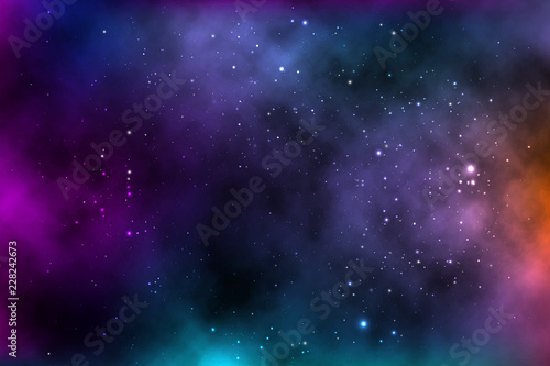 vector background of an infinite space with stars, galaxies, nebulae. © coffeemill