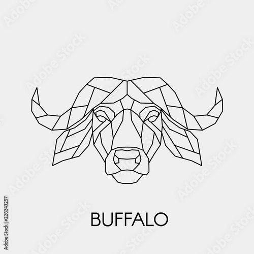 Geometric buffalo. Polygonal linear african bull head. Vector illustration.