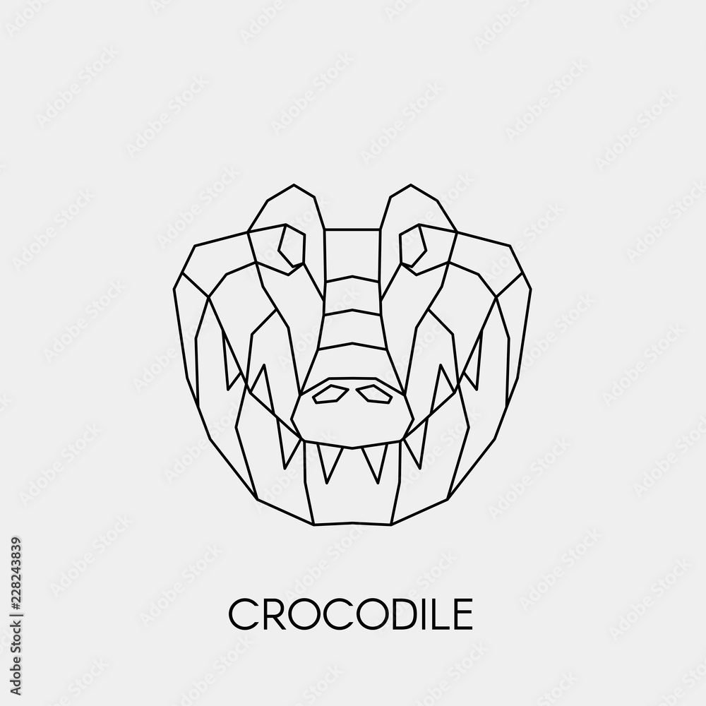 Fototapeta premium Geometric crocodile. Polygonal linear animal head. Vector illustration.