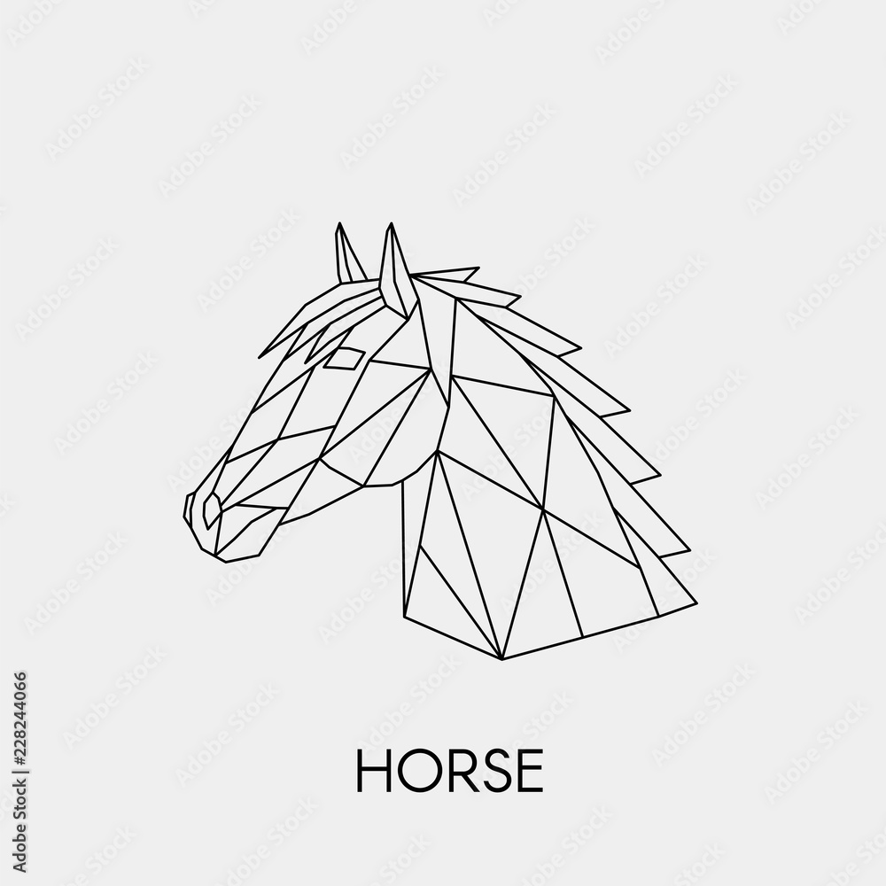 Geometric horse. Polygonal linear animal head. Vector illustration. Stock Vector Adobe Stock