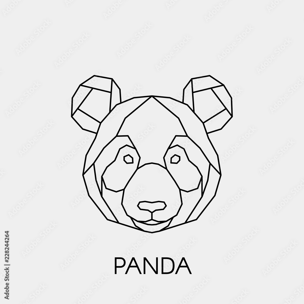 Fototapeta premium Panda geometryczna. Wielokątna liniowa głowa niedźwiedzia bambusowego. Ilustracji wektorowych.