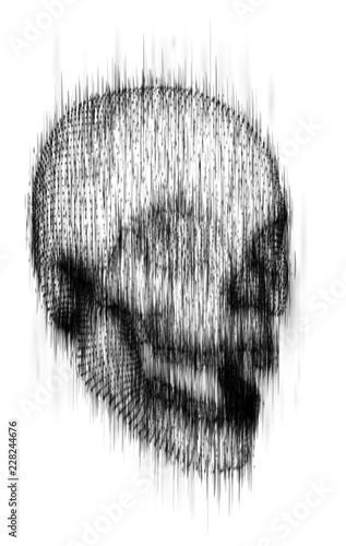 human skull from the drip of ink on the background.