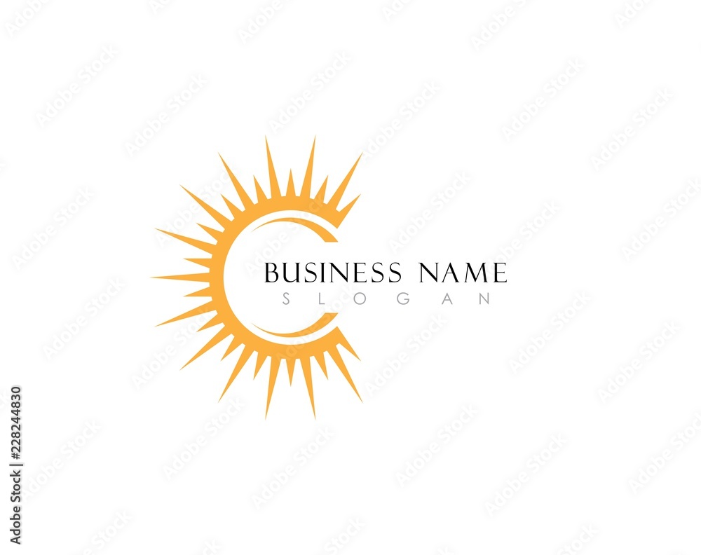 Fototapeta premium sun Logo Icon Vector Template.Sun over horizon