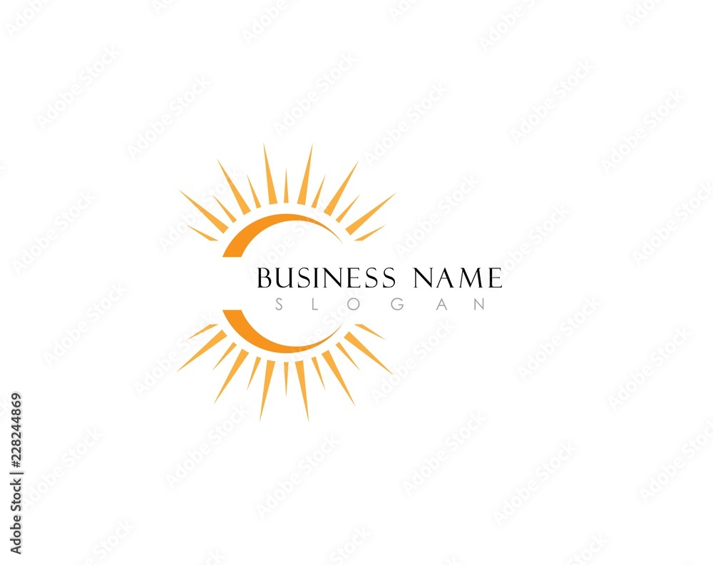 sun Logo Icon Vector Template.Sun over horizon sun Logo Icon Vector Template.Sun over horizon