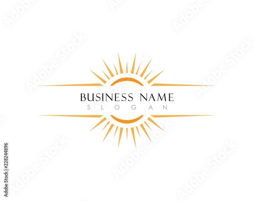 sun Logo Icon Vector Template.Sun over horizon

