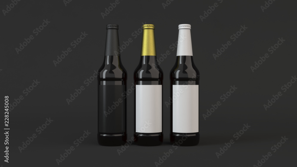 Mock up of tall beer bottles with blank labels Mock up of tall beer bottles with blank labels