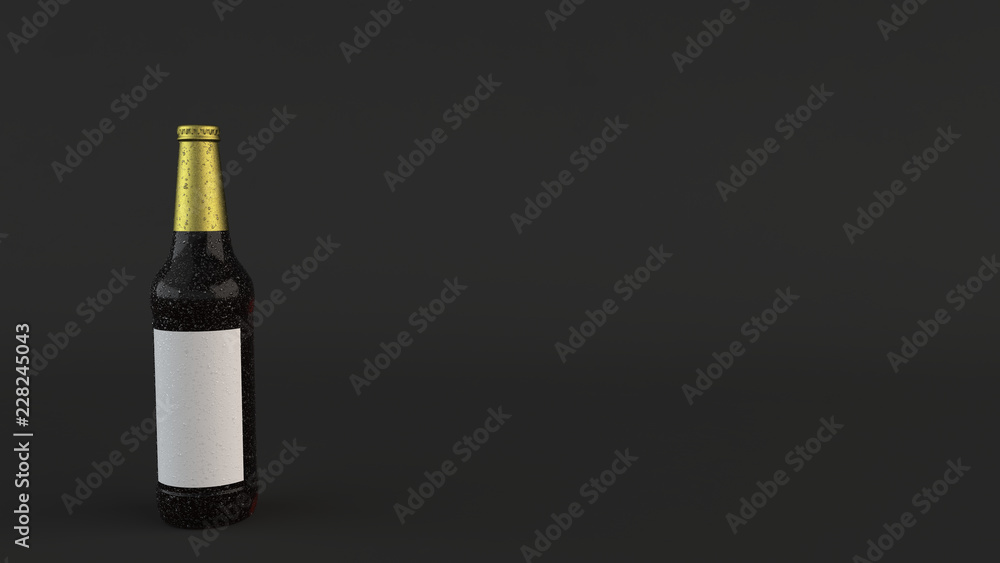 Mock up of tall beer bottle with blank label and condensation Mock up of tall beer bottle with blank label and condensation