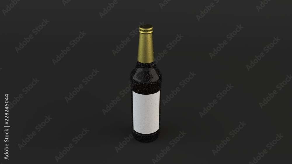 Mock up of tall beer bottle with blank label and condensation Mock up of tall beer bottle with blank label and condensation