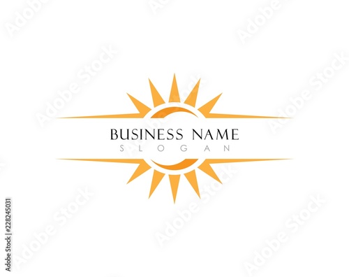sun Logo Icon Vector Template.Sun over horizon