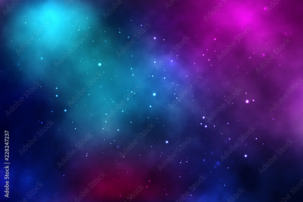 vector background of an infinite space with stars, galaxies, nebulae.