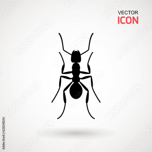 Ant icon, Flat symbol. Isolated sign ant on white background. Vector Illustration. Logo.