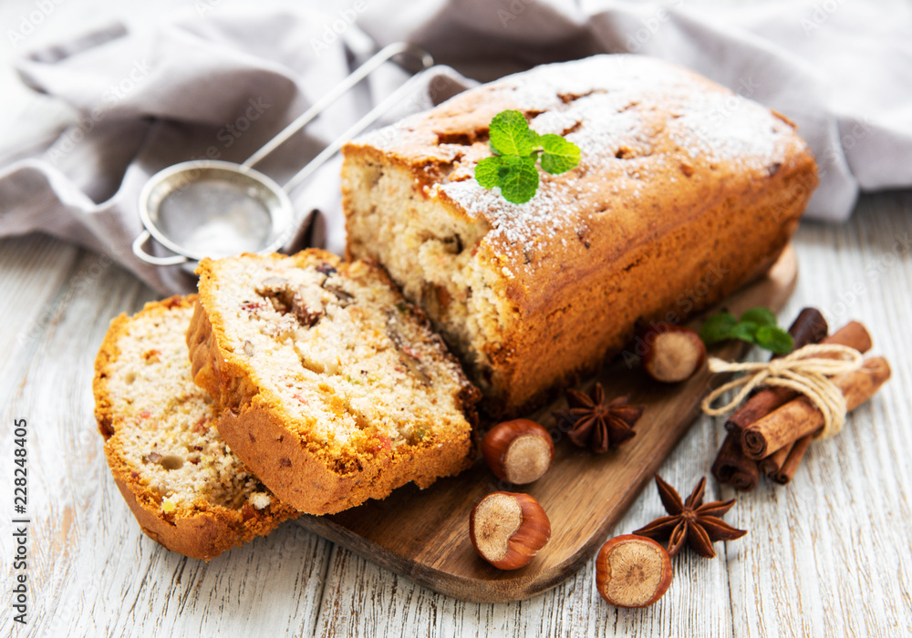 traditional homemade stollen with dried fruits and nuts traditional homemade stollen with dried fruits and nuts