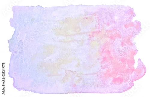 Pastel lilac watercolor abstract background, spot, splash of paint, stain, divorce. Sunny vintage pattern for design and decoration. With space for text