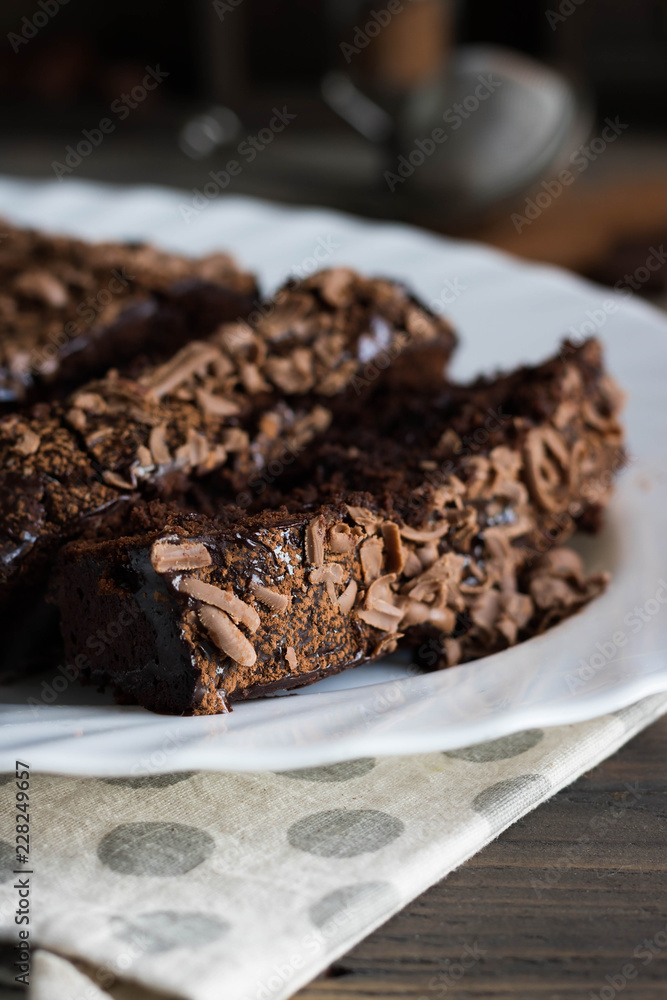 Chocolate pound cake with chocolate icing and chocolate chips Chocolate pound cake with chocolate icing and chocolate chips
