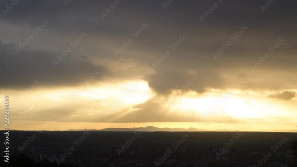 Scenic Sunset Clouds and Sun Across Colorful Sky. Time Lapse Scenic Sunset Clouds and Sun Across Colorful Sky. Time Lapse