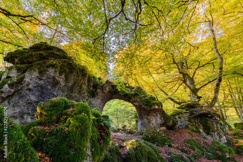 Natural arch of Zalamportillo, Entzia mountain range, Alava, Spain