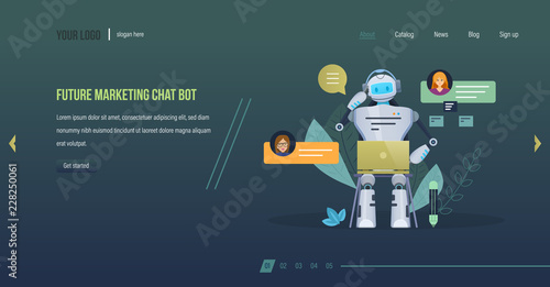 Future marketing chat bot. Innovation technology science future, financial consultation.