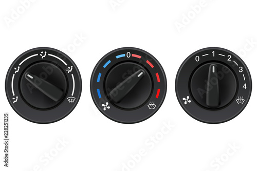 Car dashboard knob switch set. Auto air conditioner
