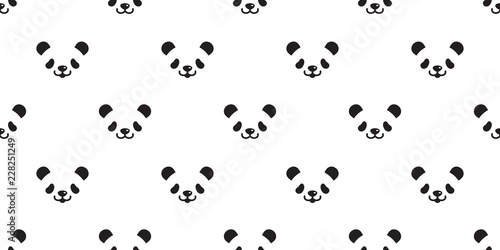 bear panda seamless pattern vector polar bear teddy cartoon scarf isolated tile background repeat wallpaper doodle illustration