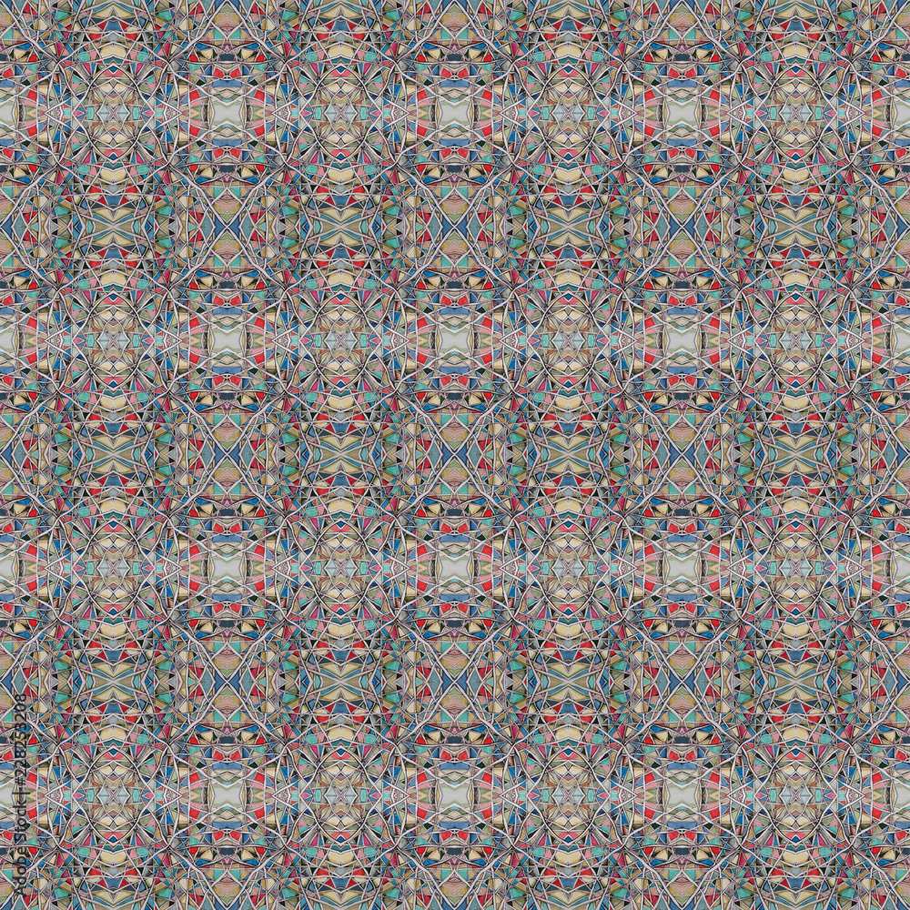 Geometric kaleidoskopic abstract seamless pattern 