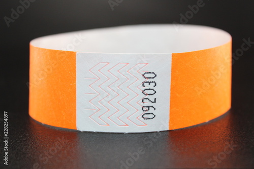 Tyvek orange color wristband with paper material water resistant