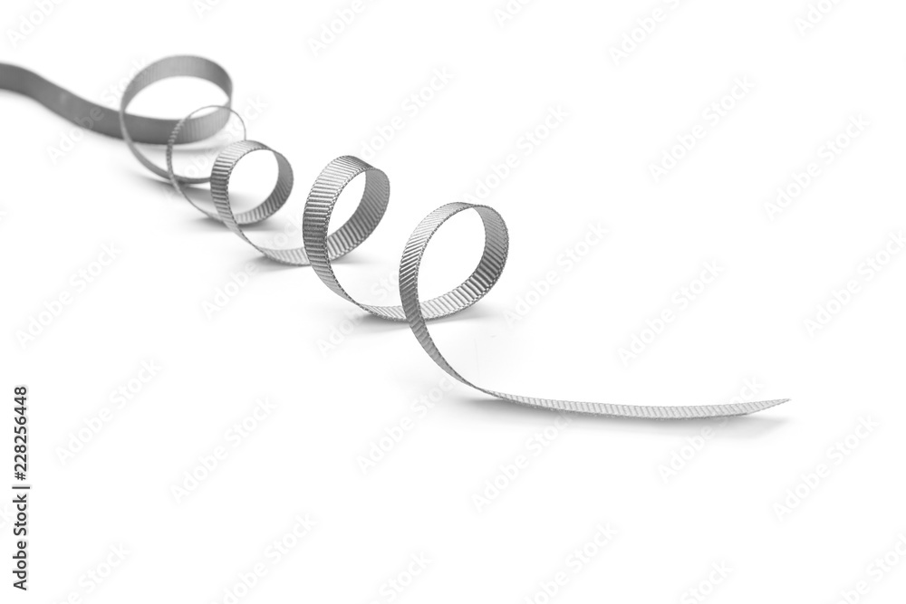 Naklejka premium Silver ribbon on white background