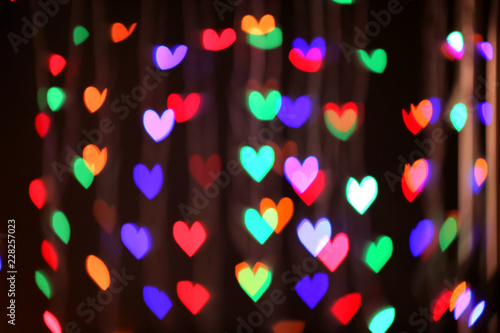 Colorful heart shaped bokeh...
