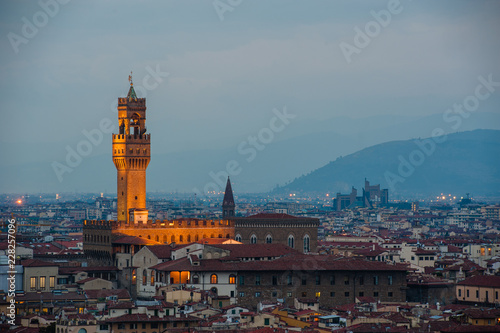 Night panorama of Florence. View ot top.