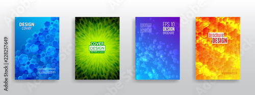 Book cover layout. Modern simple geometric template for business. Abstract hexagon flyer design. Vector annual report brochure. Hi-tech cover background.
